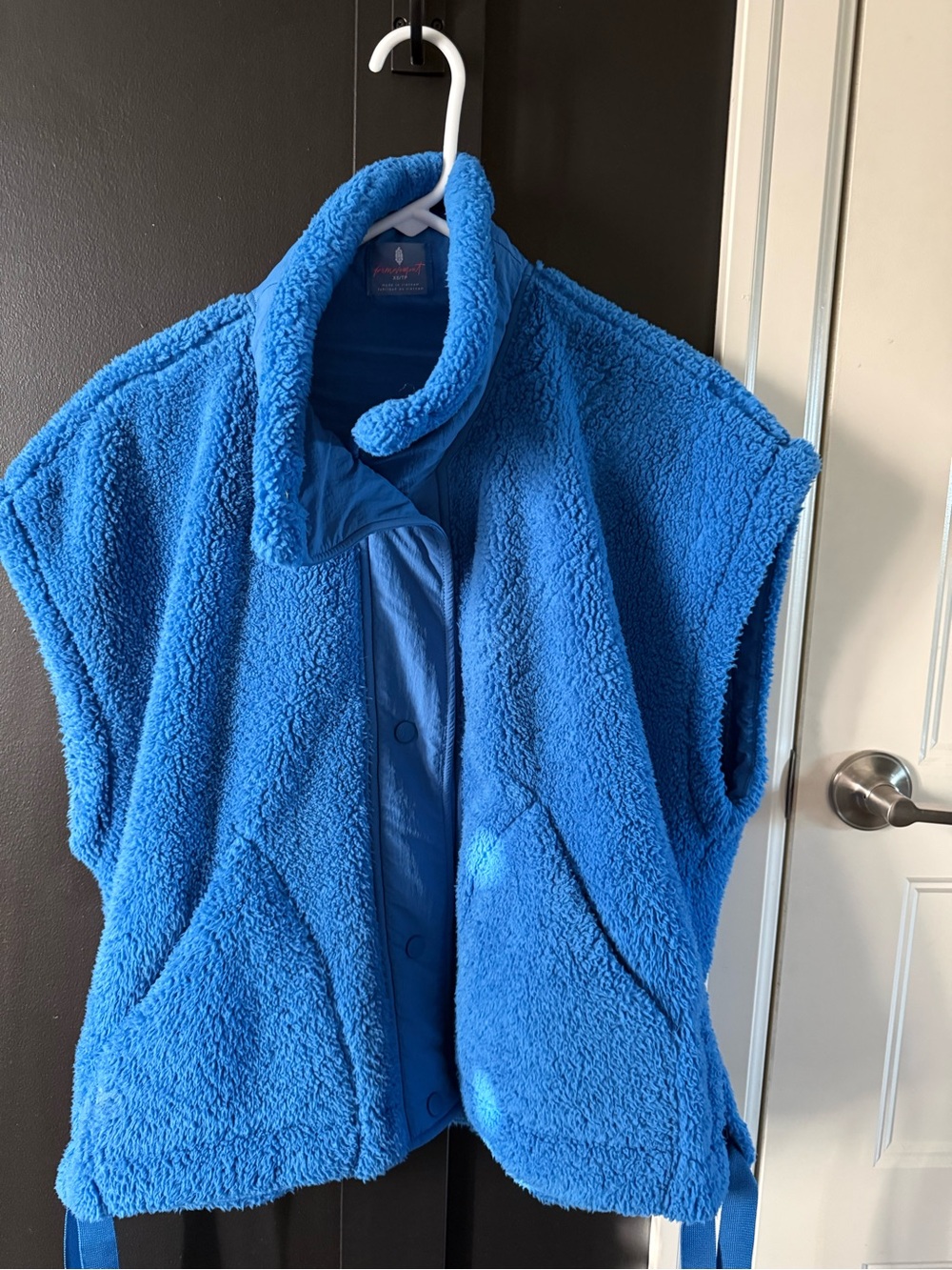 Free People Bright Blue Sherpa Snap Vest
